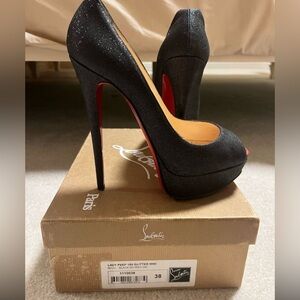 Christian Louboutin Glitter Peep Toe Pump size 38